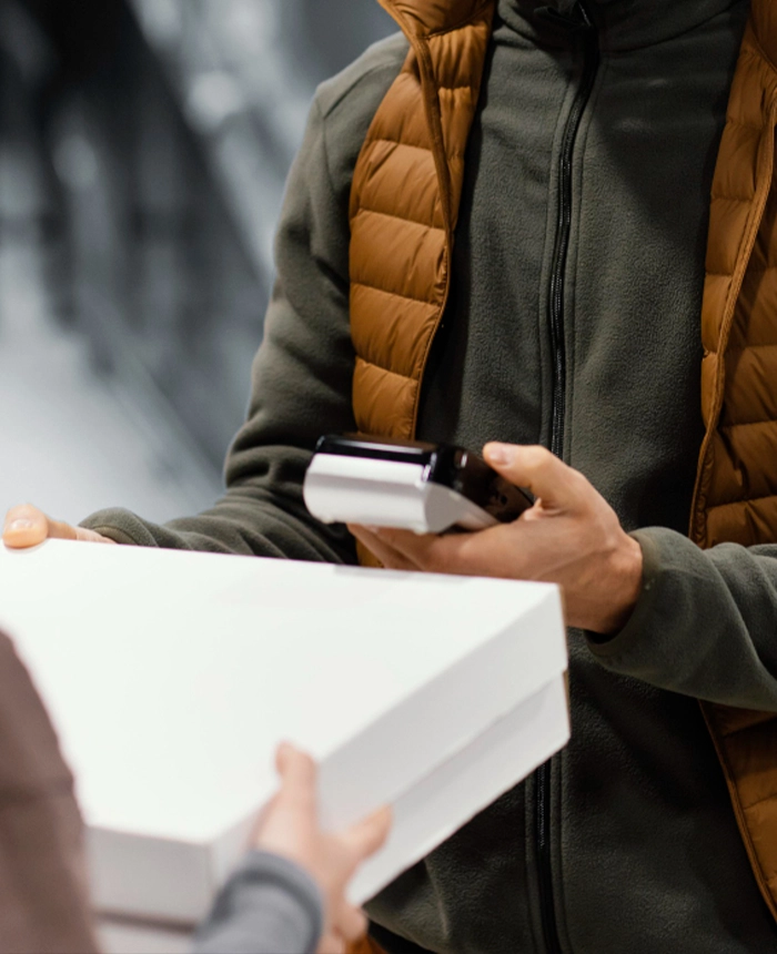 E-commerce parcel prepared for doorstep delivery